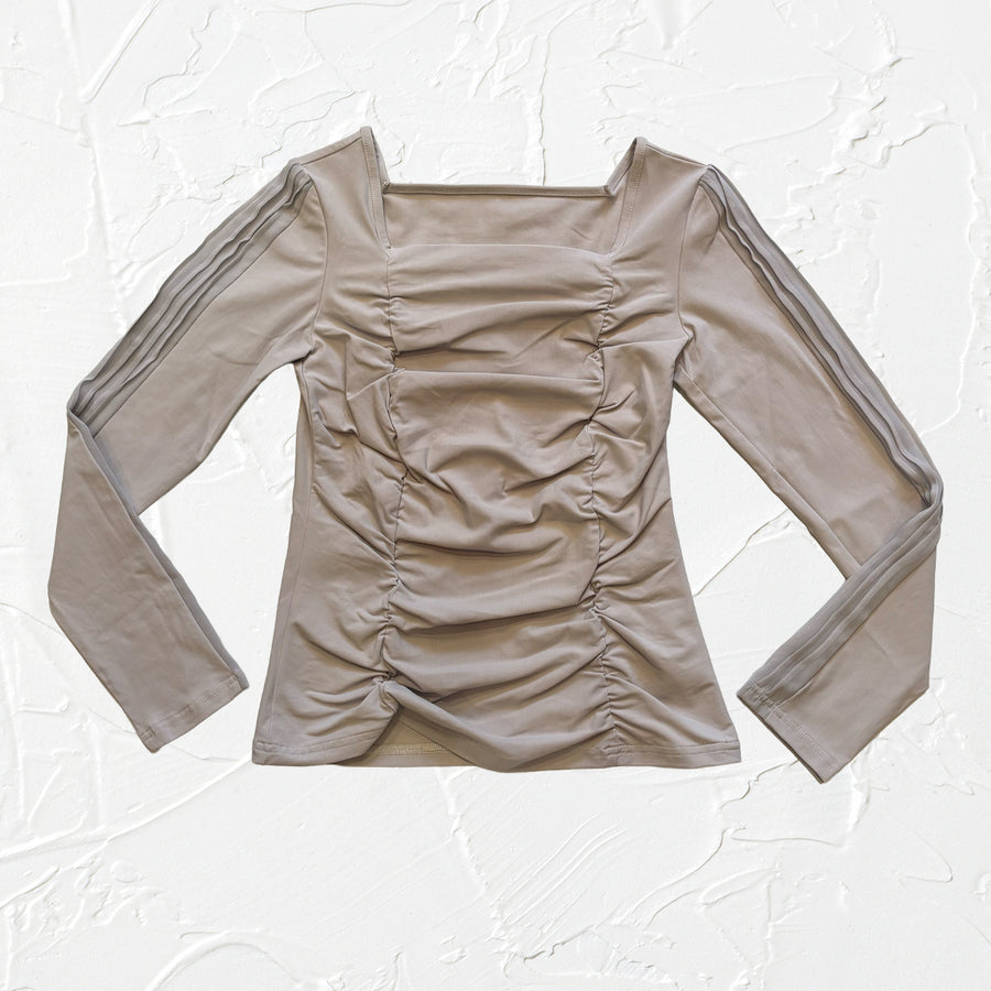 PSDP2503-TOPALGYF0 長袖スクエアネックカットソーL-Gray