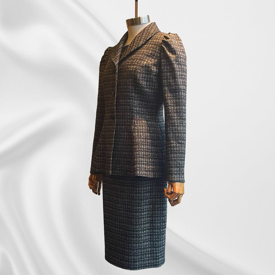 LE2301Suit ヘチマ衿フレアーロングジャケット&タイトスカート