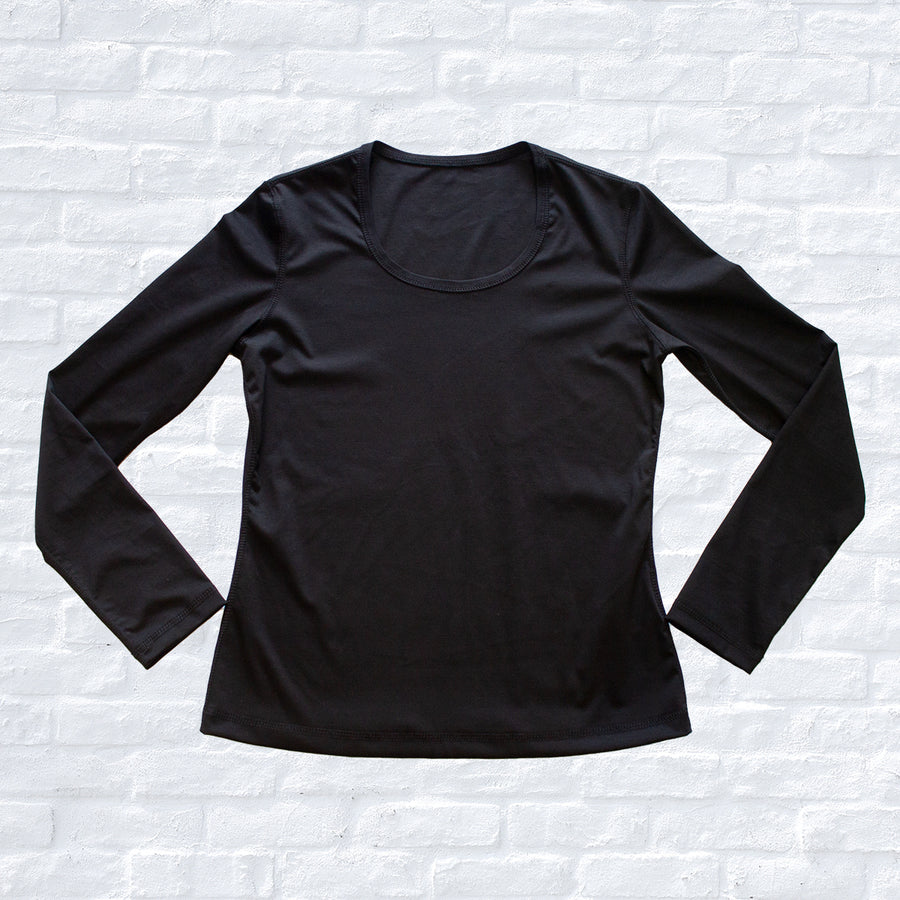 SY2202-TOP ラウンドネック長袖T-shirt Black