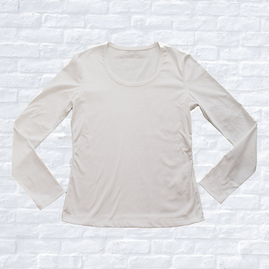 SY2202-TOP ラウンドネック長袖T-shirt White